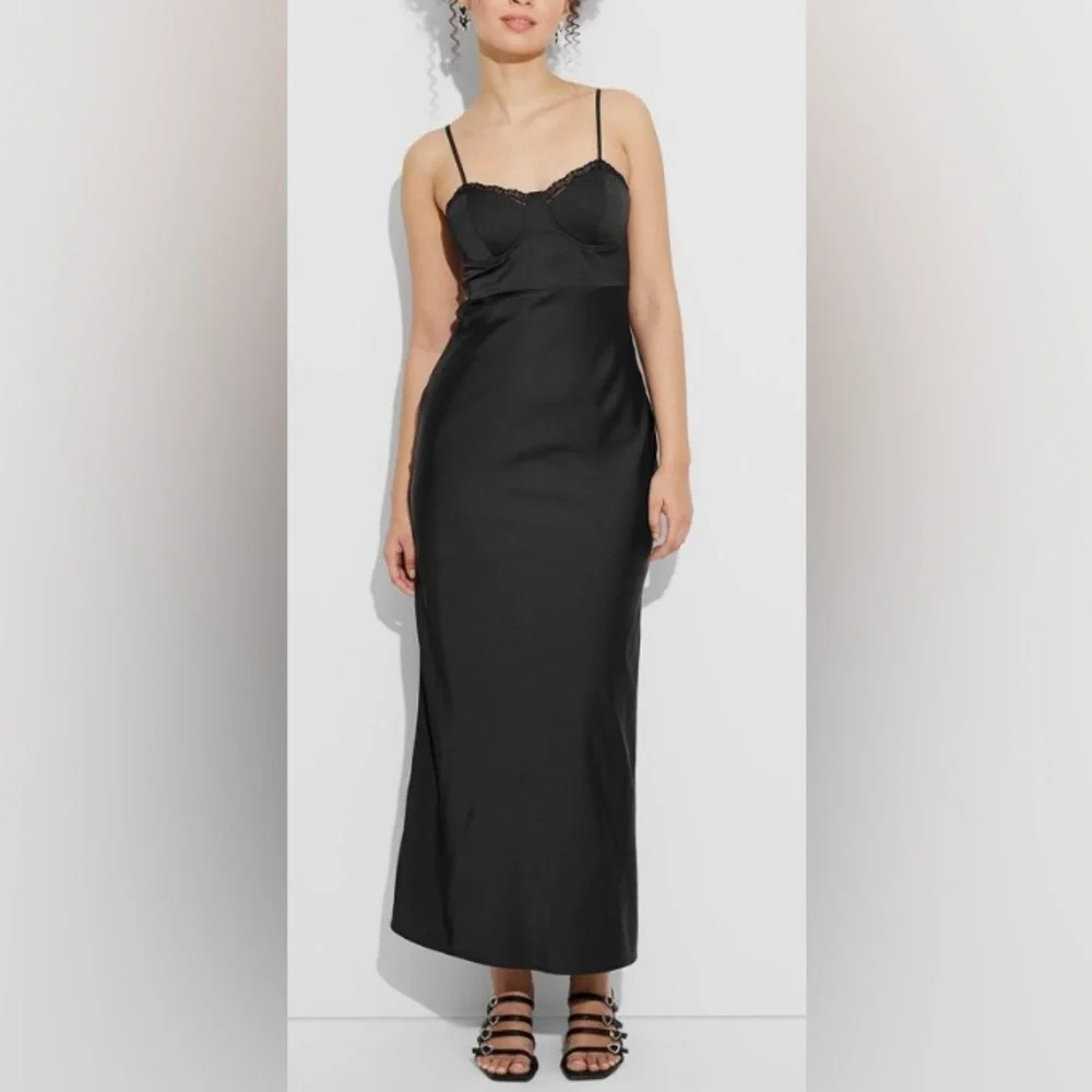 NWT Wild Fable Black Lace Trim Bodice Midi/Maxi Slip Dress (2 sizes available)